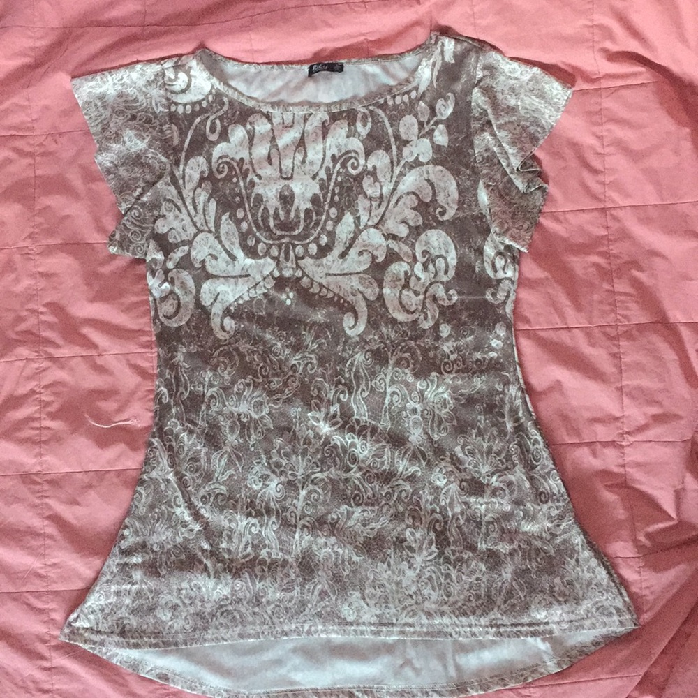 Lace design short-sleeved blouse